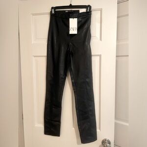 NWT Zara black faux leather leggings in size small